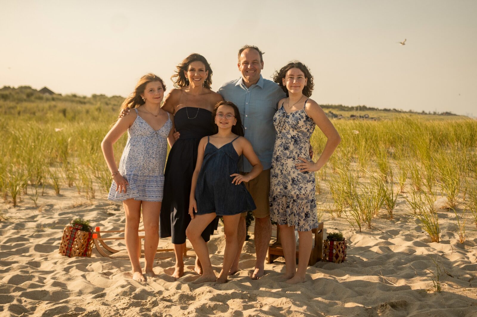 Tiffany and Jake Slowinski with their daughters at the Jersey Shore