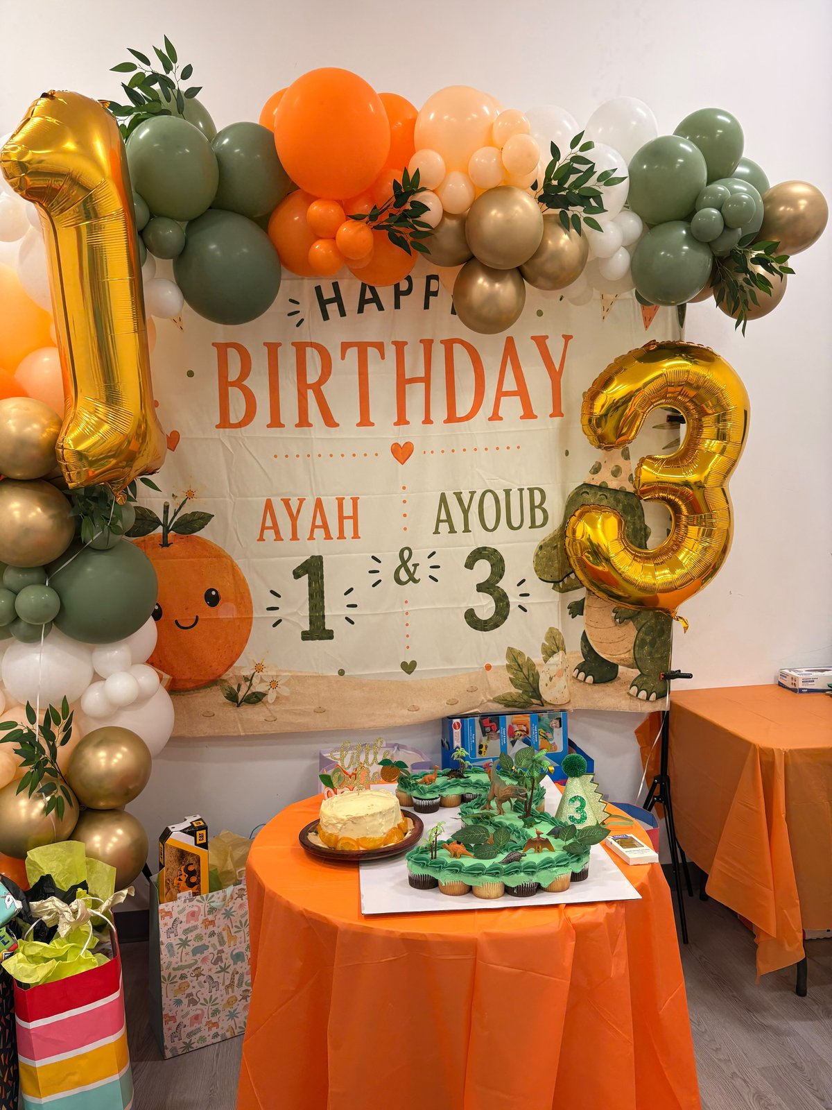 Dinosaur-themed birthday party setup at Space Play Academy, Hillsborough NJ
