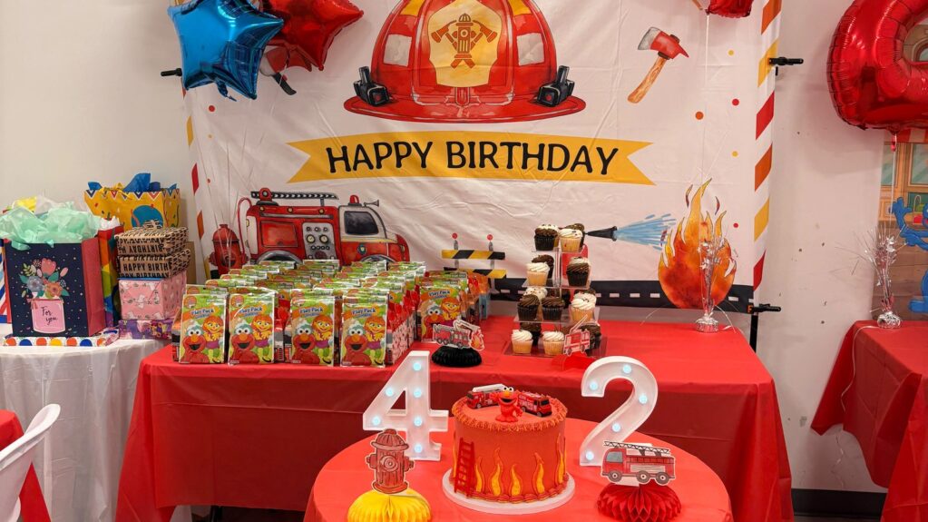 Birthday party setup at Space Play Academy, Hillsborough NJ